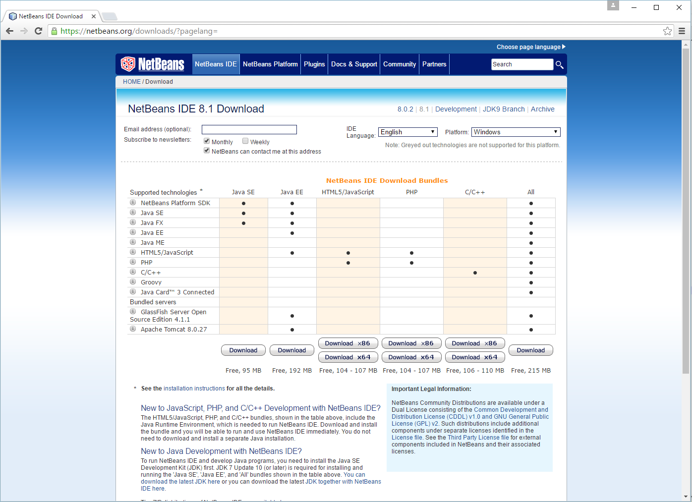 Figure A.9. NetBeans PHP Download Page