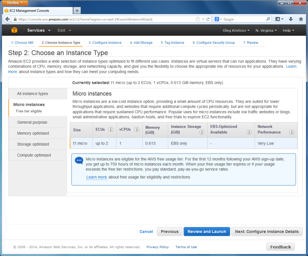 Figure E.5. Choose an Instance Type page