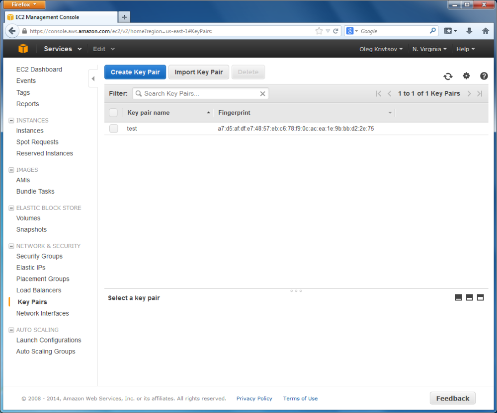 Figure E.3. AWS keypairs