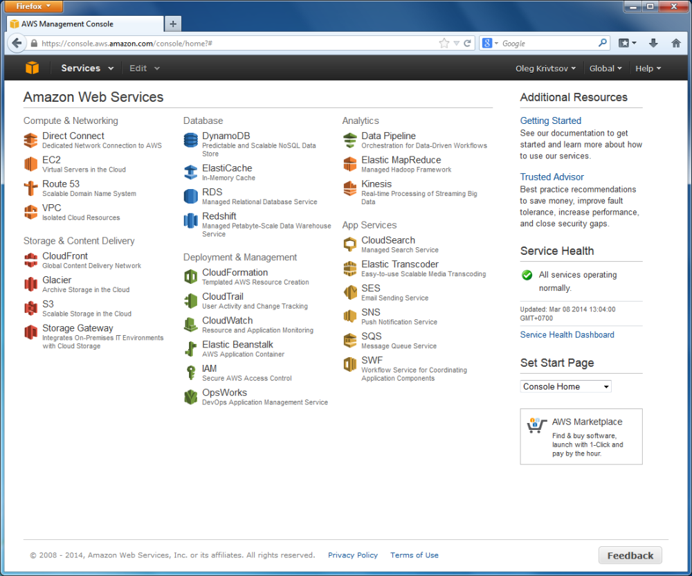 Figure E.2. AWS Management Console