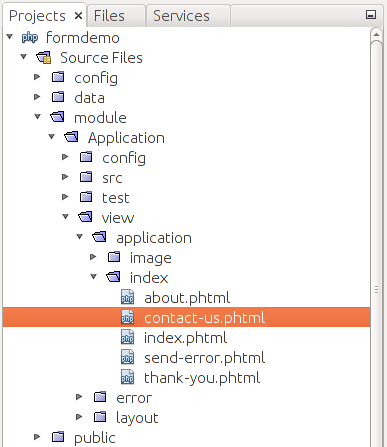 Figure 7.6. Creating the contact-us.phtml file