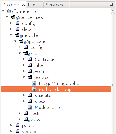 Figure 7.19. Creating the MailSender.php File