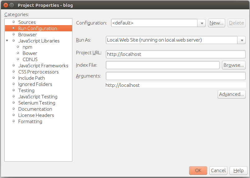 Figure B.3. Properties | Run Configuration