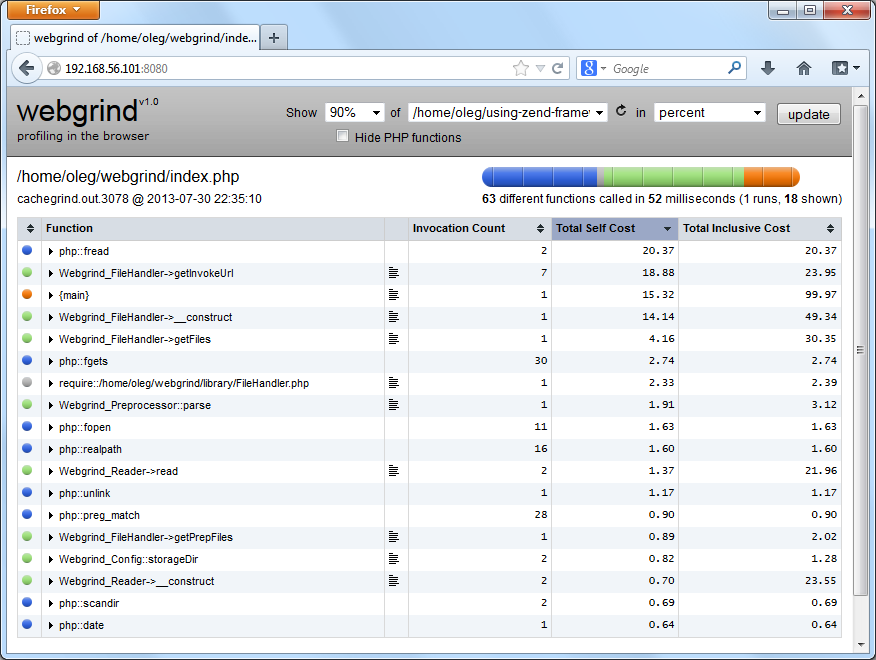 Figure B.13. Webgrind Output Page