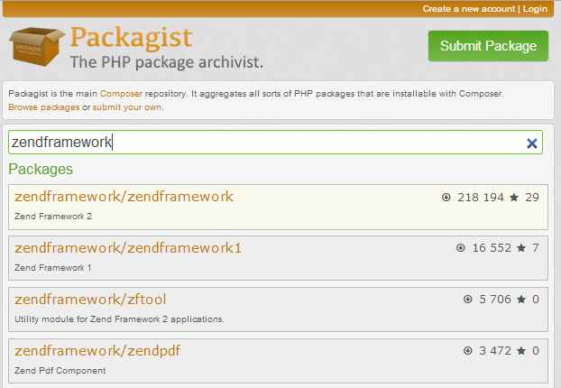 Figure 2.8. You can search packages on Packagist.org