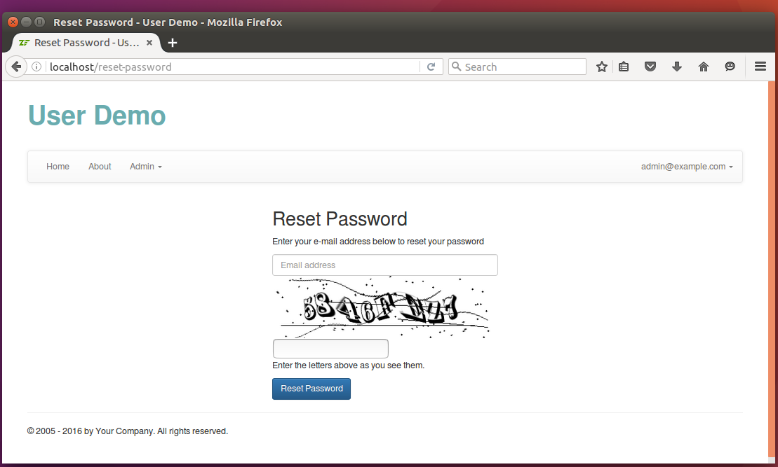 Figure 16.8 Reset password page