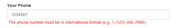 Figure 9.3. Phone number validation error